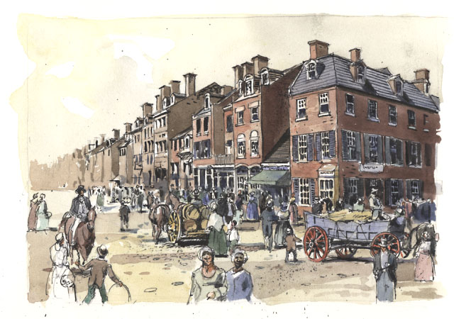 Philadelphia street scene, c1820-30s.