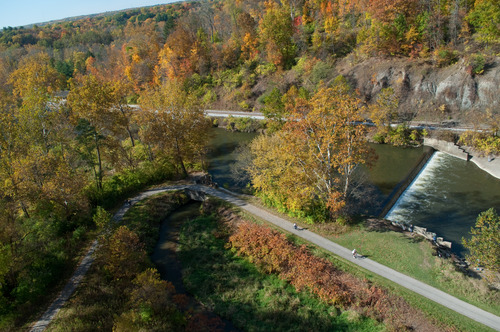 An aerial view of the Brecksville Diversion Dam, taken in 2009 and looking west.