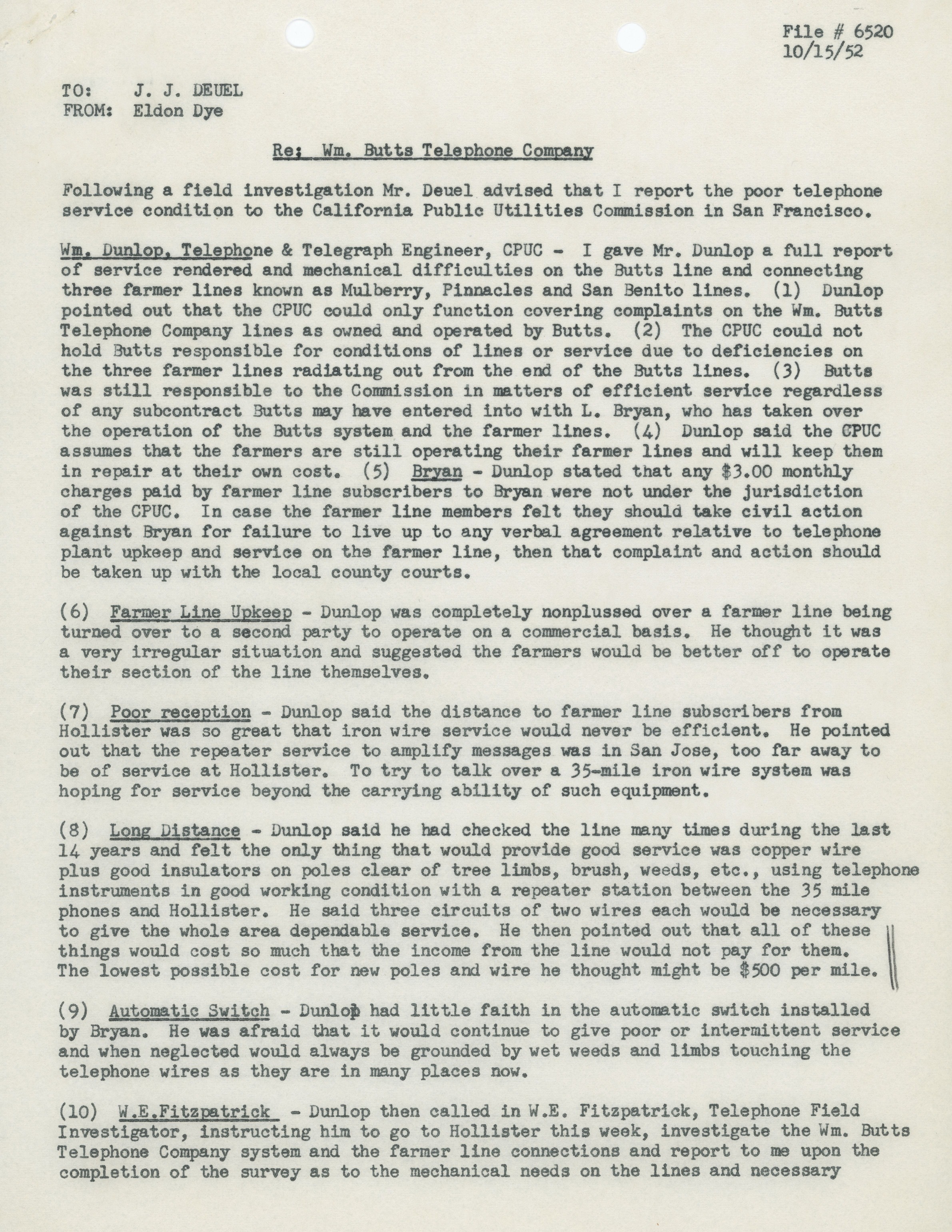 Telephone System Investigation