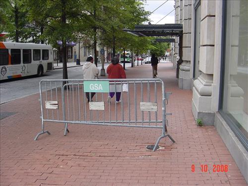 Sidewalk near main entrance at the Southeast Regional Office in October 2008
