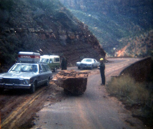 Color Photo of a rock slide along State Route 9 (SR-9).