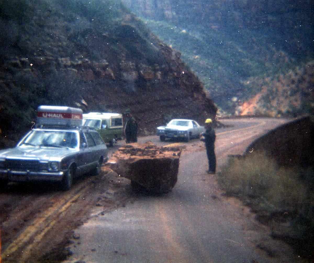 Color Photo of a rock slide along State Route 9 (SR-9).