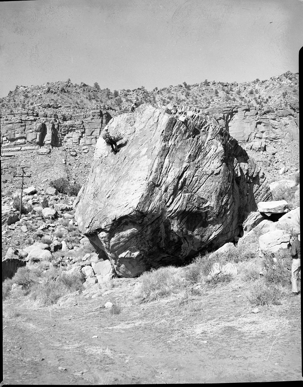 Search and rescue demonstration on big rock at South Entrance for State Peace Officers meeting.