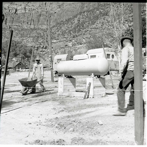 Trailer house area east of Virgin River, construction of utilities.