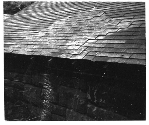 BW photo of rock slide in the maintenance yard - 110 MM.