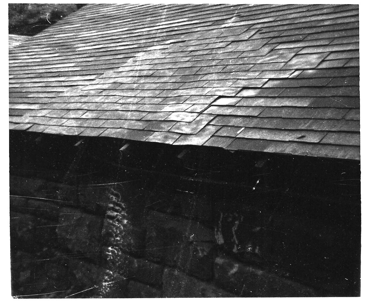 BW photo of rock slide in the maintenance yard - 110 MM.