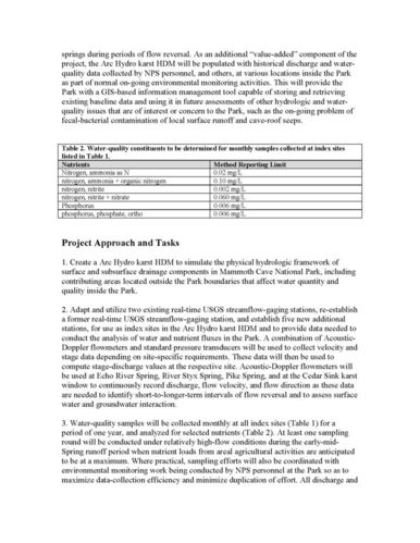 Water Quality and Discharge Monitoring at Mammoth Cave National Park Proposal
