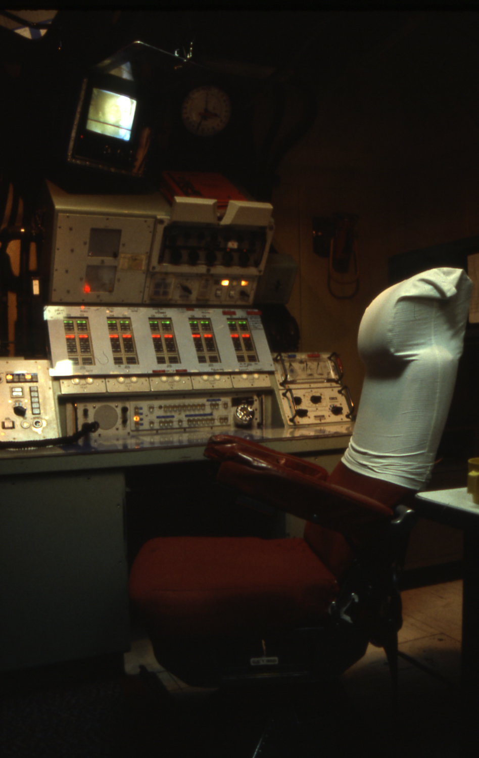 The missile combat crew commander's console in an unidentified control center.