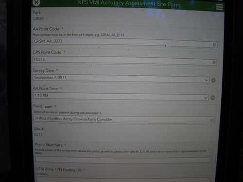 GRSM Accuracy Assessment. Plot Code: GRSM_AA_0273_1