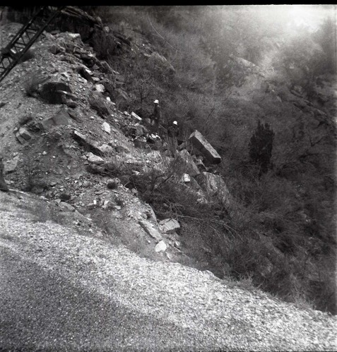 BW photos of rock slides in Kolob Canyons - 2x2.