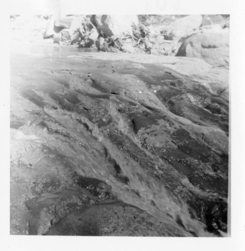 BW photo of the construction/modification of the Canyon Junction Spillway on the Virgin River.