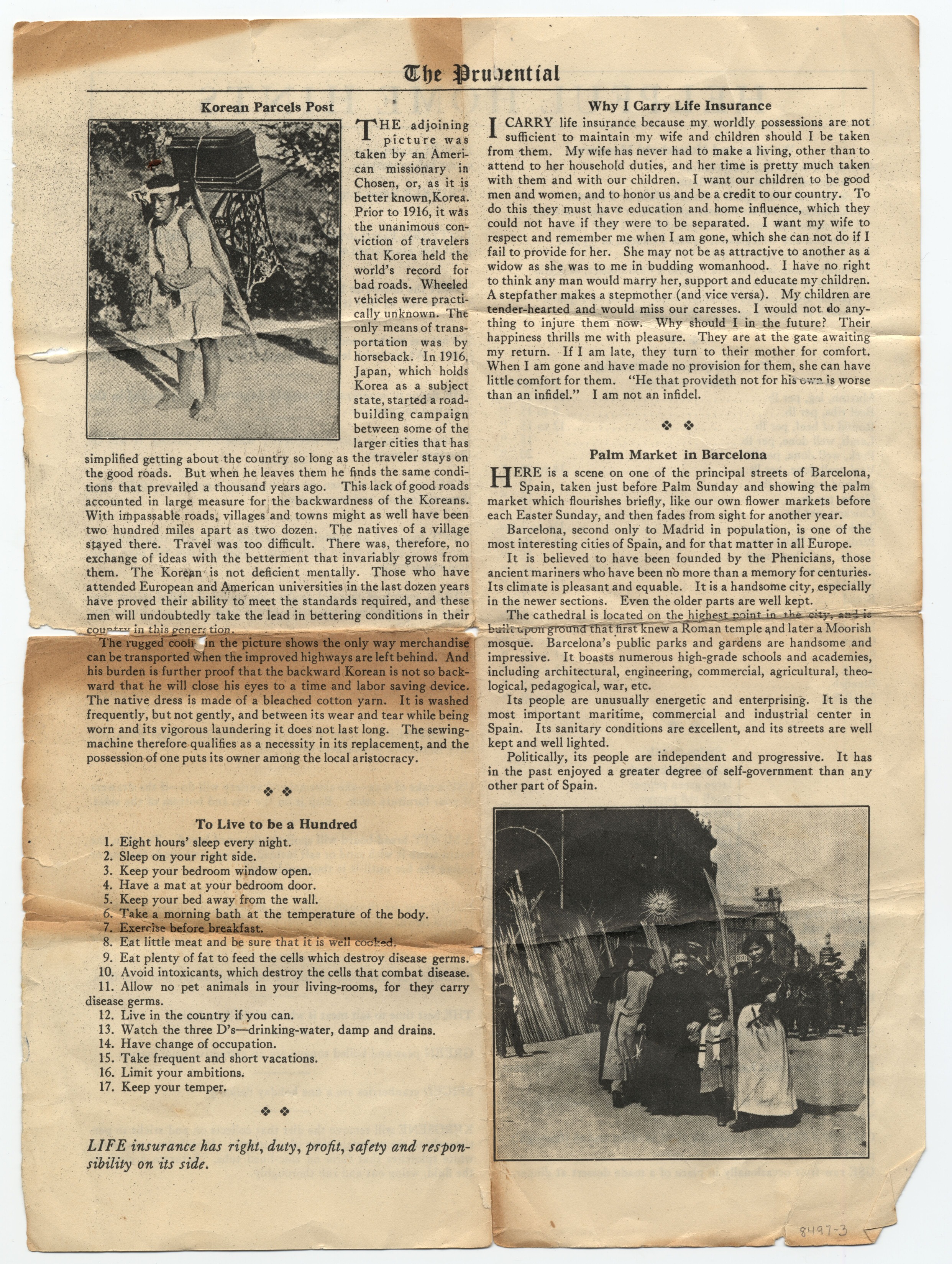 Articles from "The Prudential," a magazine. Printed on white paper and includes two photos.