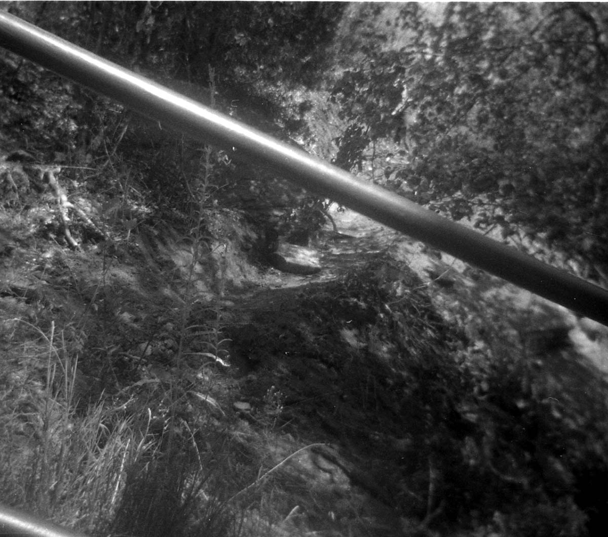 BW Photo of a rock slide in the Grotto area.