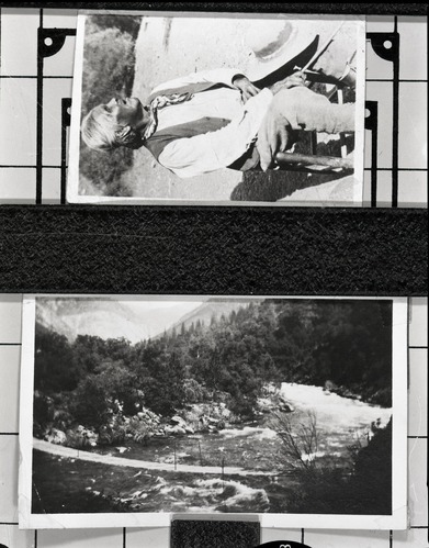 Hennesey Ranch, Old Swinging Bridge. Original in the James Law Collection.