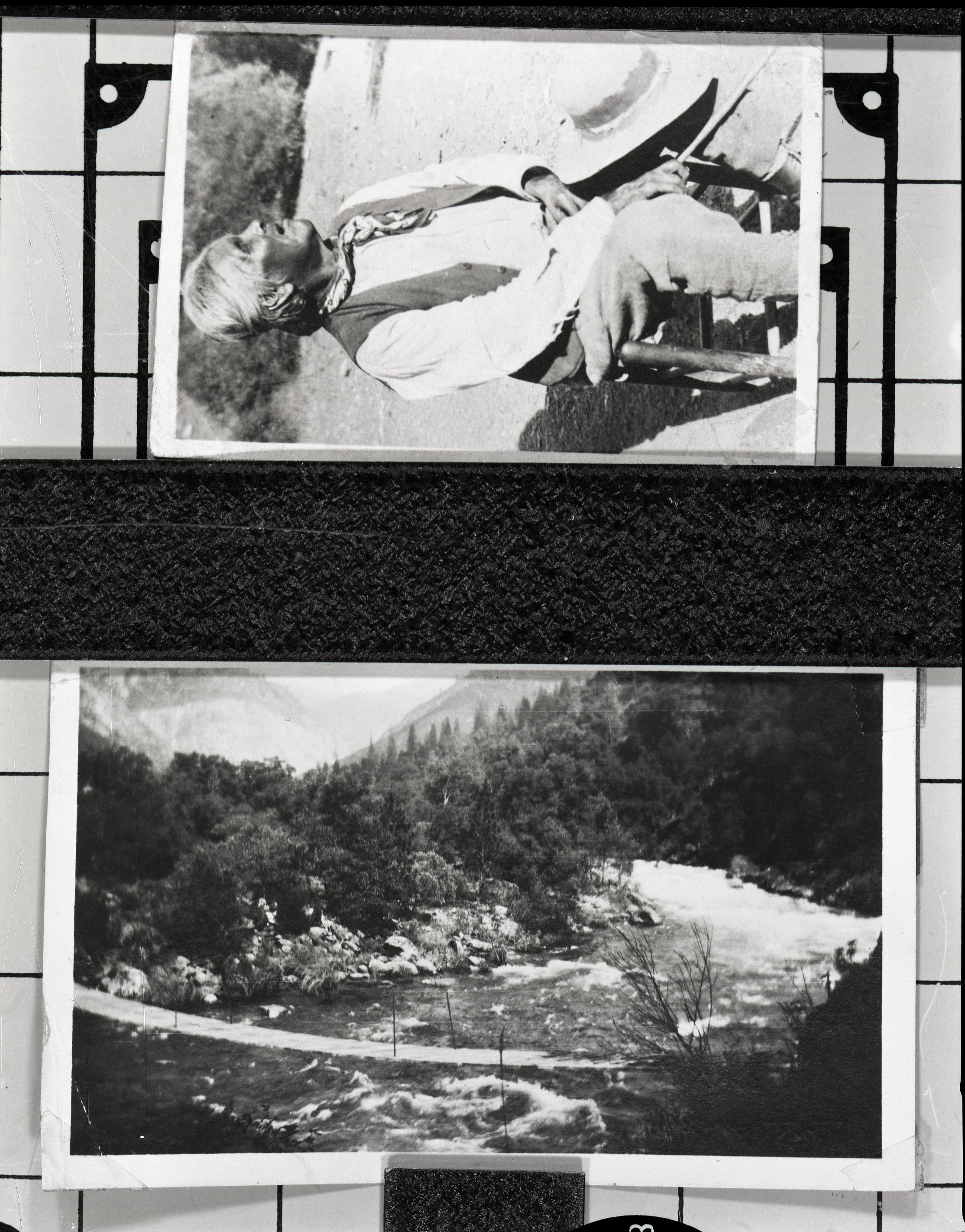 Hennesey Ranch, Old Swinging Bridge. Original in the James Law Collection.