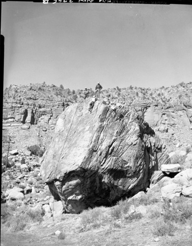 Search and rescue demonstration on big rock at South Entrance for State Peace Officers meeting.