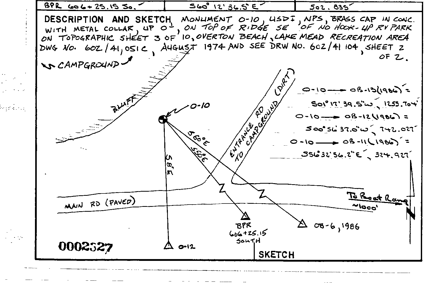 00002327 Survey Monumentation Sketch