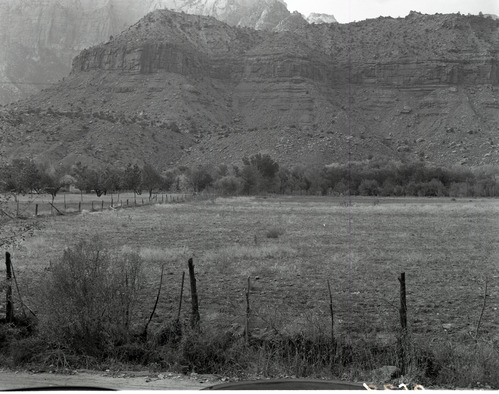 Rhoda Crawford property east of Virgin River, south of park entrance; appraisal of property pending government purchase.