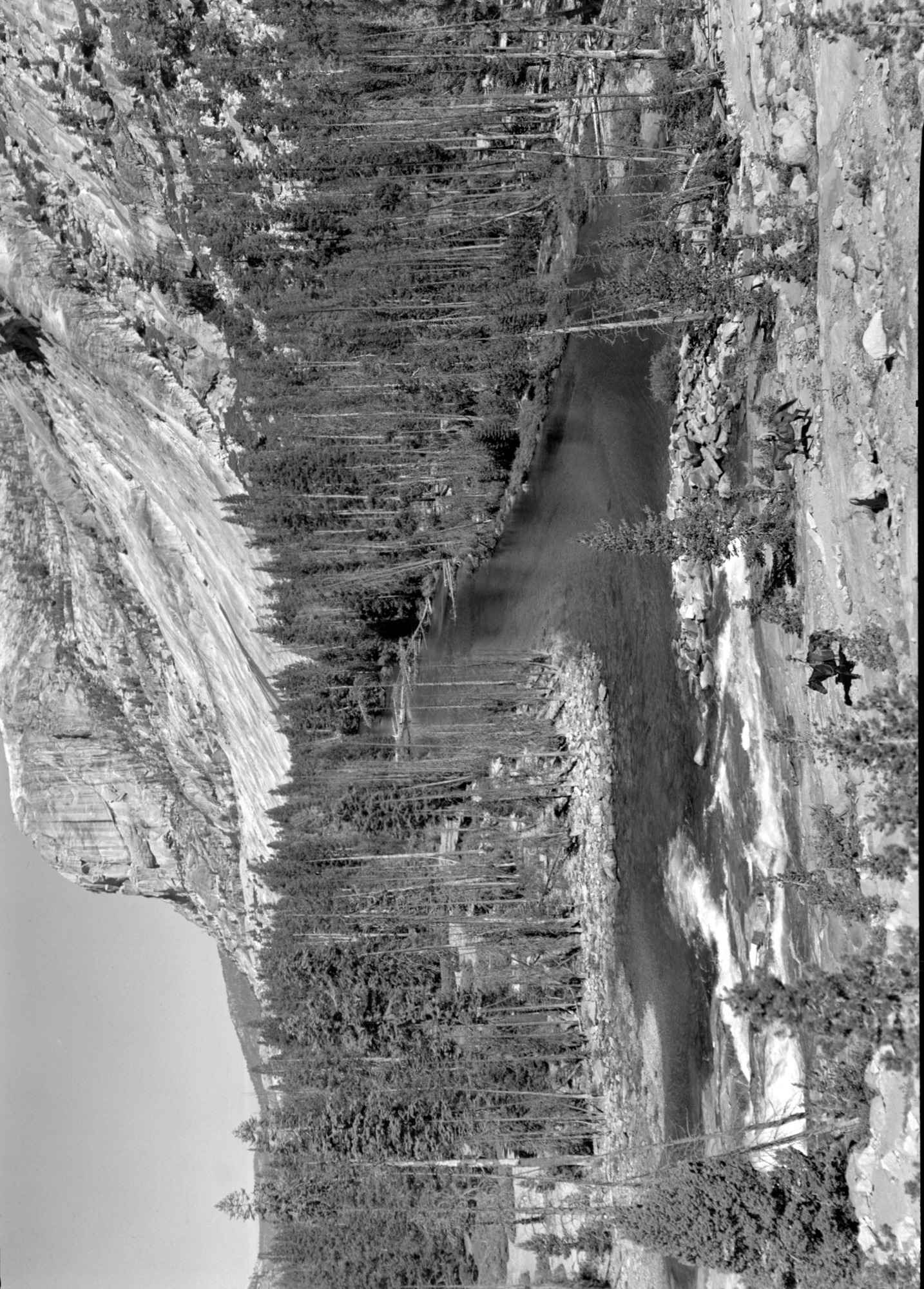Copy Neg: Leroy Radanovich, November 2003. Pack outfit coming up Tuolumne River below Glen Aulin.