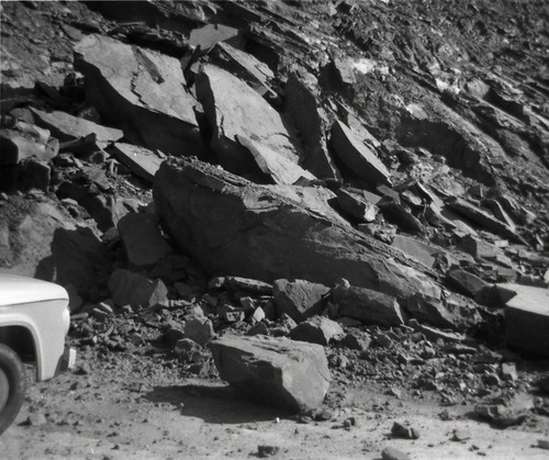 BW photos of rock slides in Kolob Canyons - 110mm.