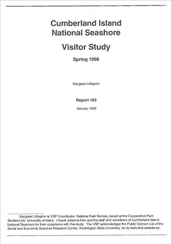 Cumberland Island National Seashore Visitor Study: Spring 1998