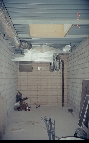 Park Headquarters Renovation: ductwork in north corner storage area, upper level.