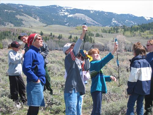 Students learning about fire at Kelly, Grand Tetons National Park