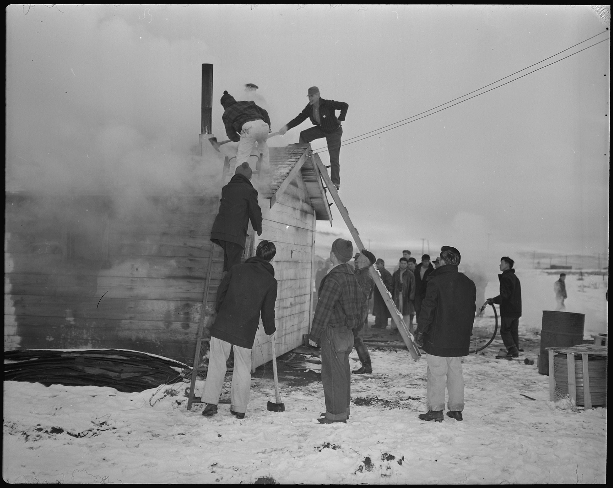 Quick work, by the evacuee fire department, kept the fire, which broke out in the office located at the old hog farm, from doing other than minor damage