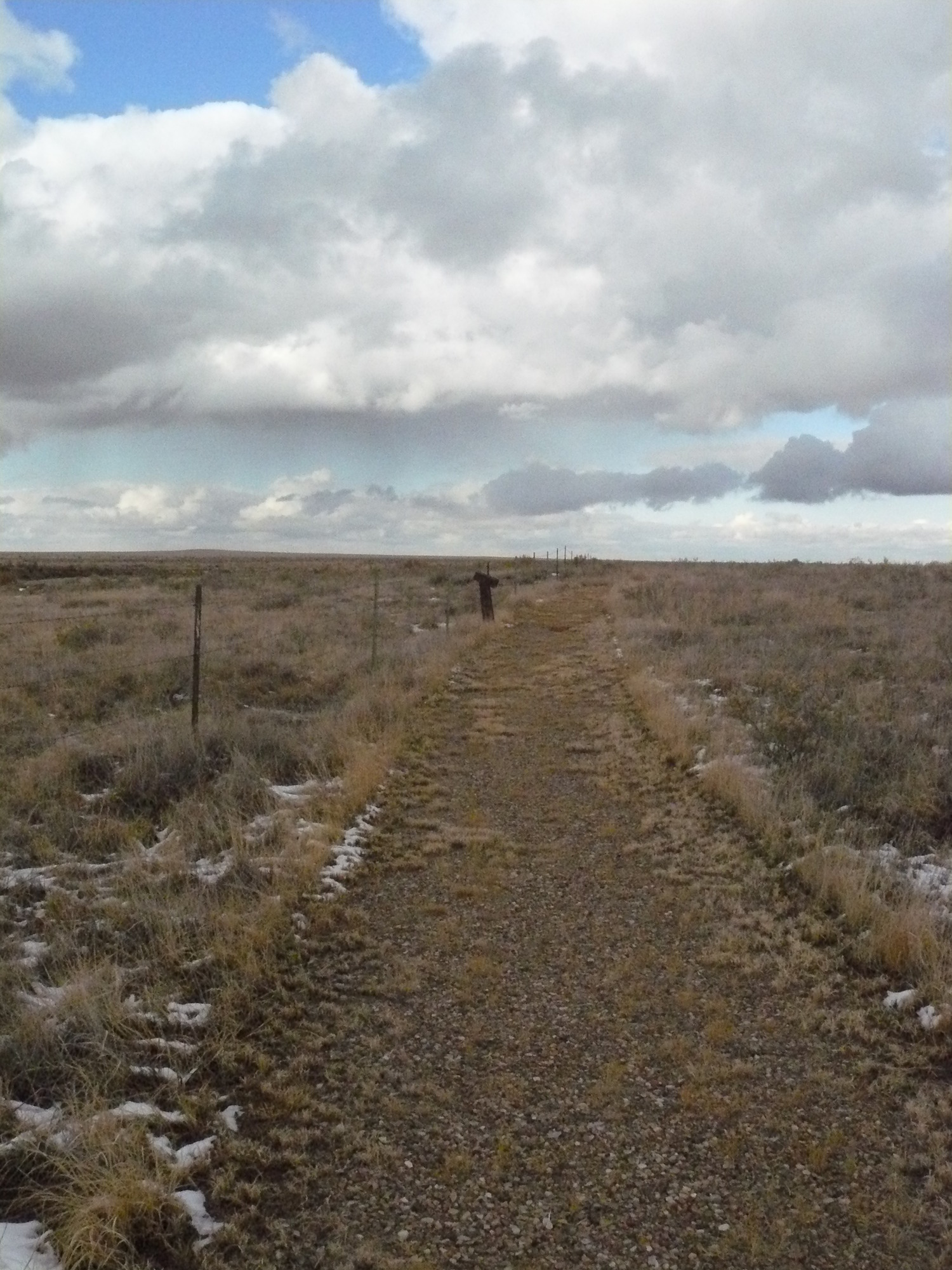 A person walking on a path in the middle of the desert.