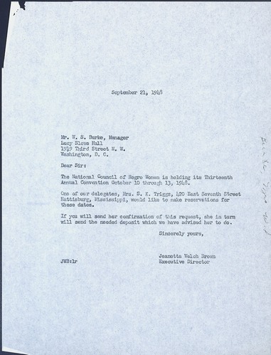 National Council of Negro Women, Correspondence, 1948