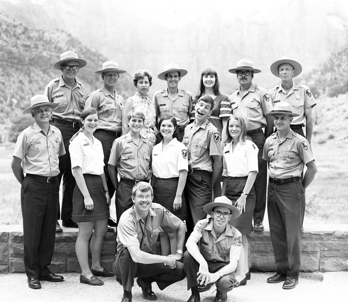 Interpretation division staff, summer 1970, left to right, back: Alberding, McComb, Courand, Lewis, DeMille, Devine, Sandberg