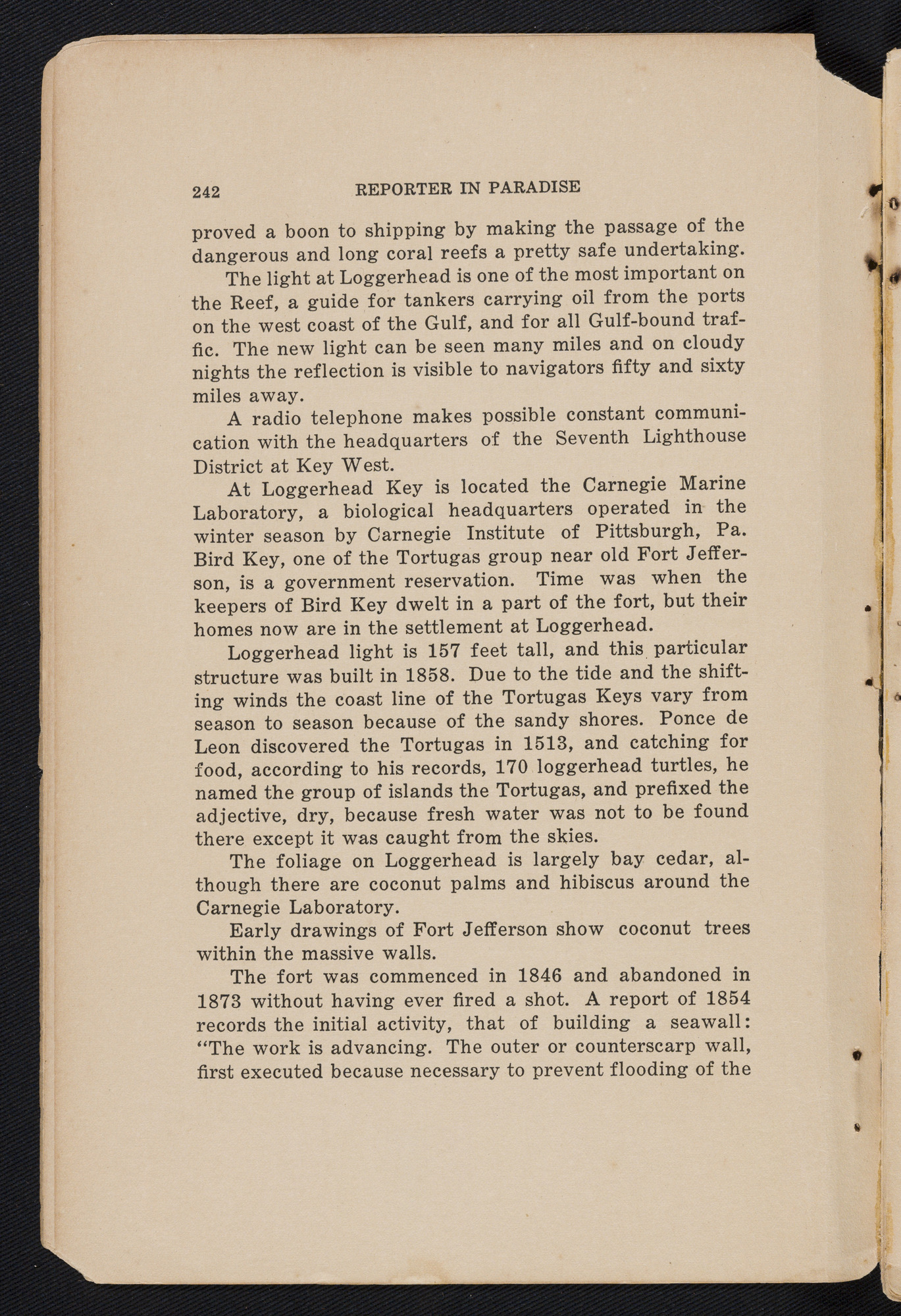 Scanned page from "Reporter in Paradise When Tragedy Stalked Near Key West: Dr. Mudd, Fort Jefferson, and Dry Tortugas America's Devil Isle."