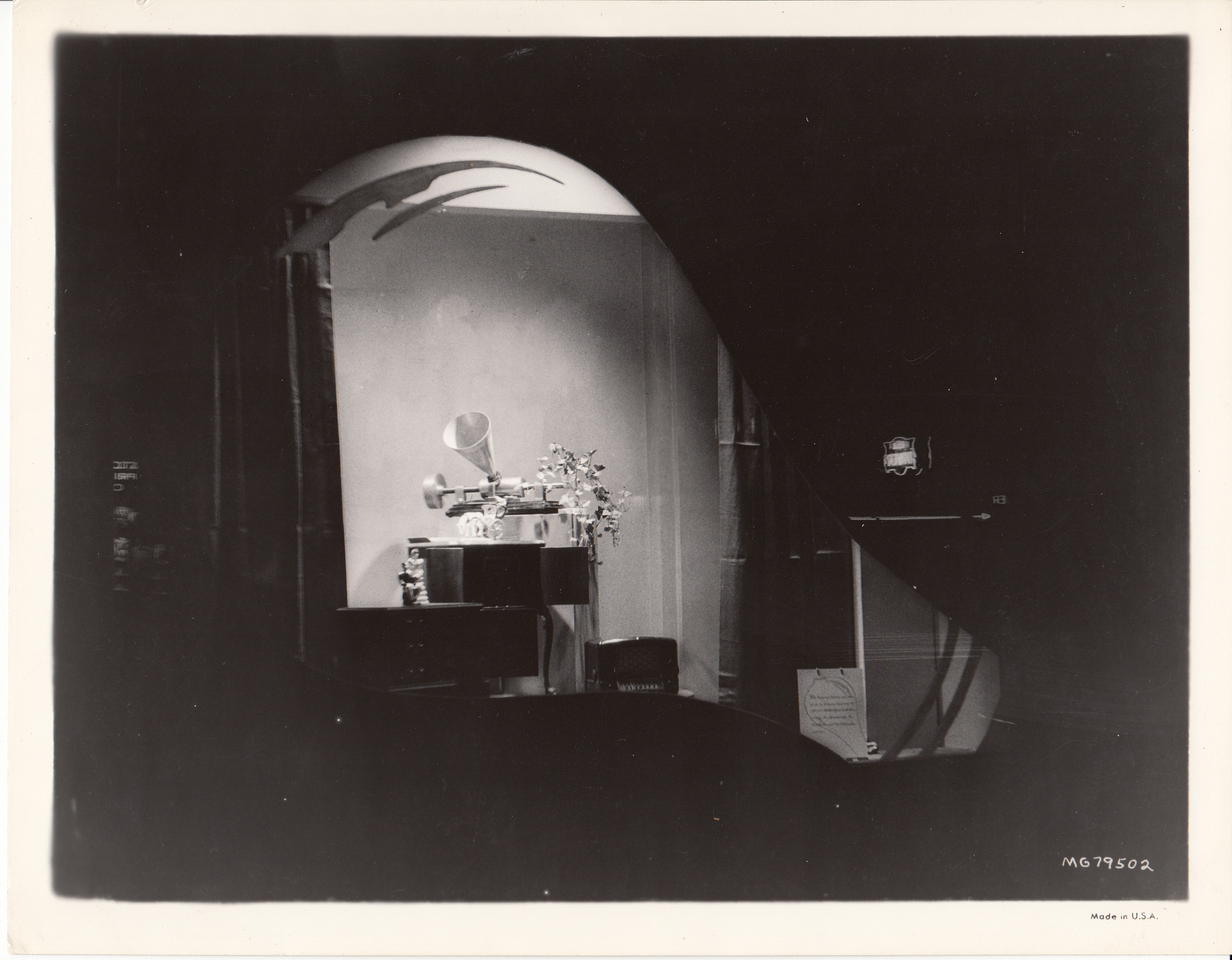 Store window decorated for Edison Pageant of Progress. A phonograph is seen in this window display.