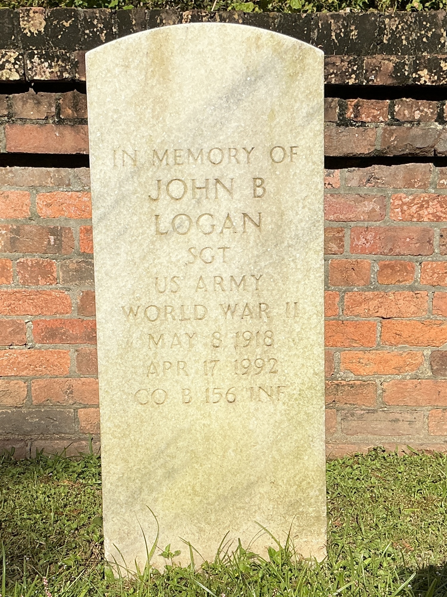 Front of headstone with flat face.