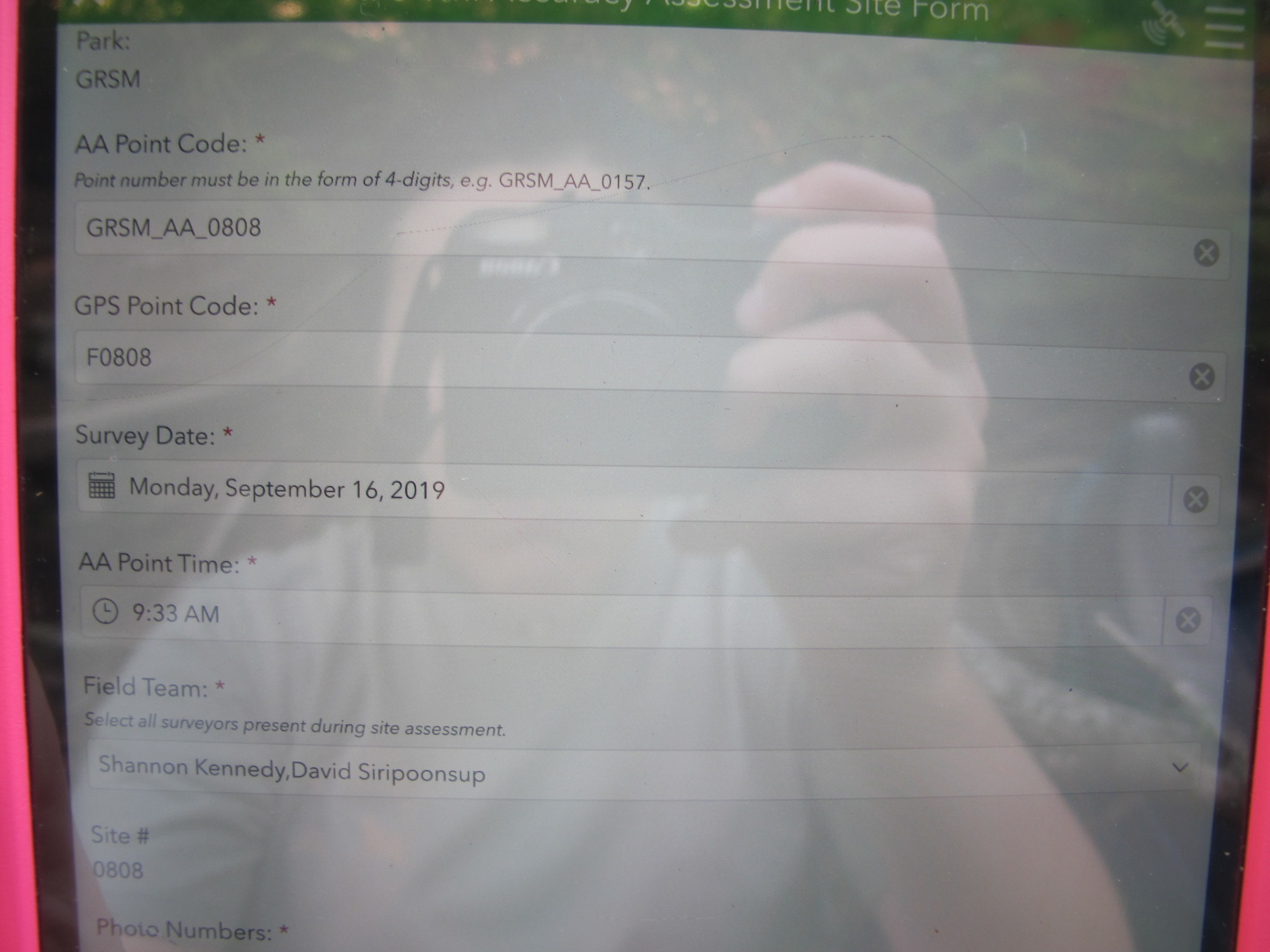 GRSM Accuracy Assessment. Plot Code: GRSM_AA_0808_1