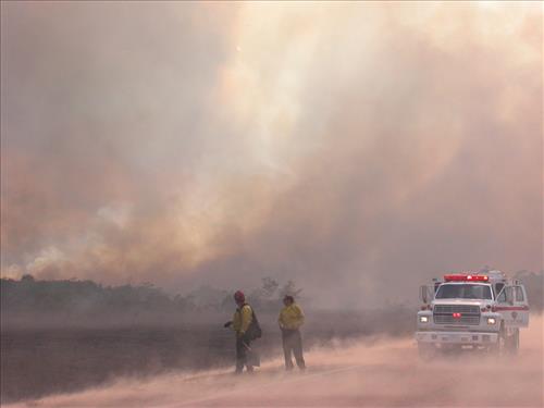 Firefighters on prescribed burns in Everglades NP 2003