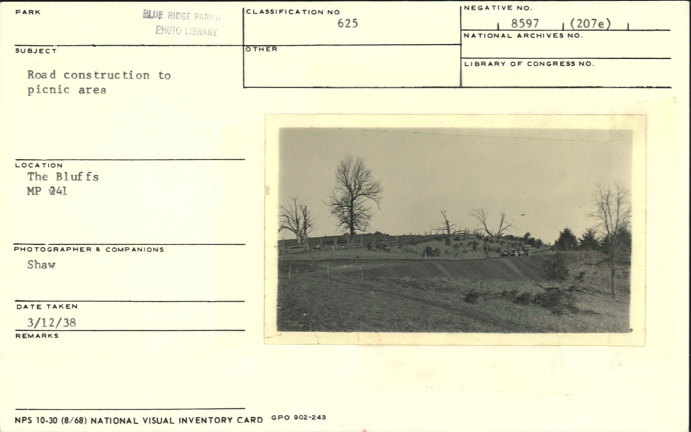 Road construction to picnic area