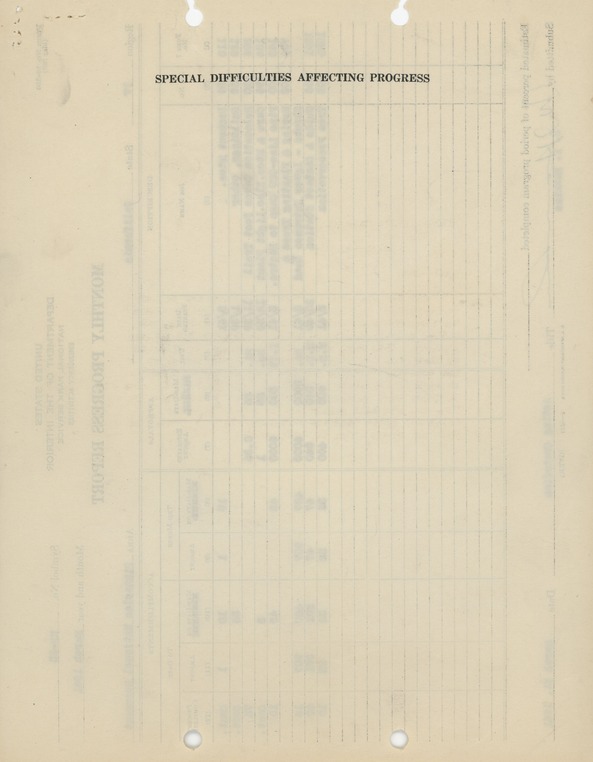 (Reverse) Monthly Progress Report on Physical Improvements or Minor Roads and Trails