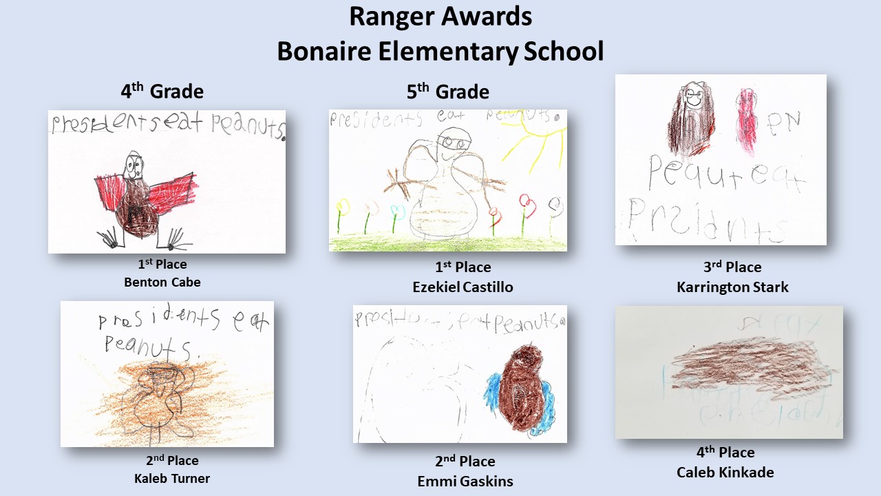 Ranger Awards Postcard Contest Winner 2018. Pictures of first, second, and third place postcards