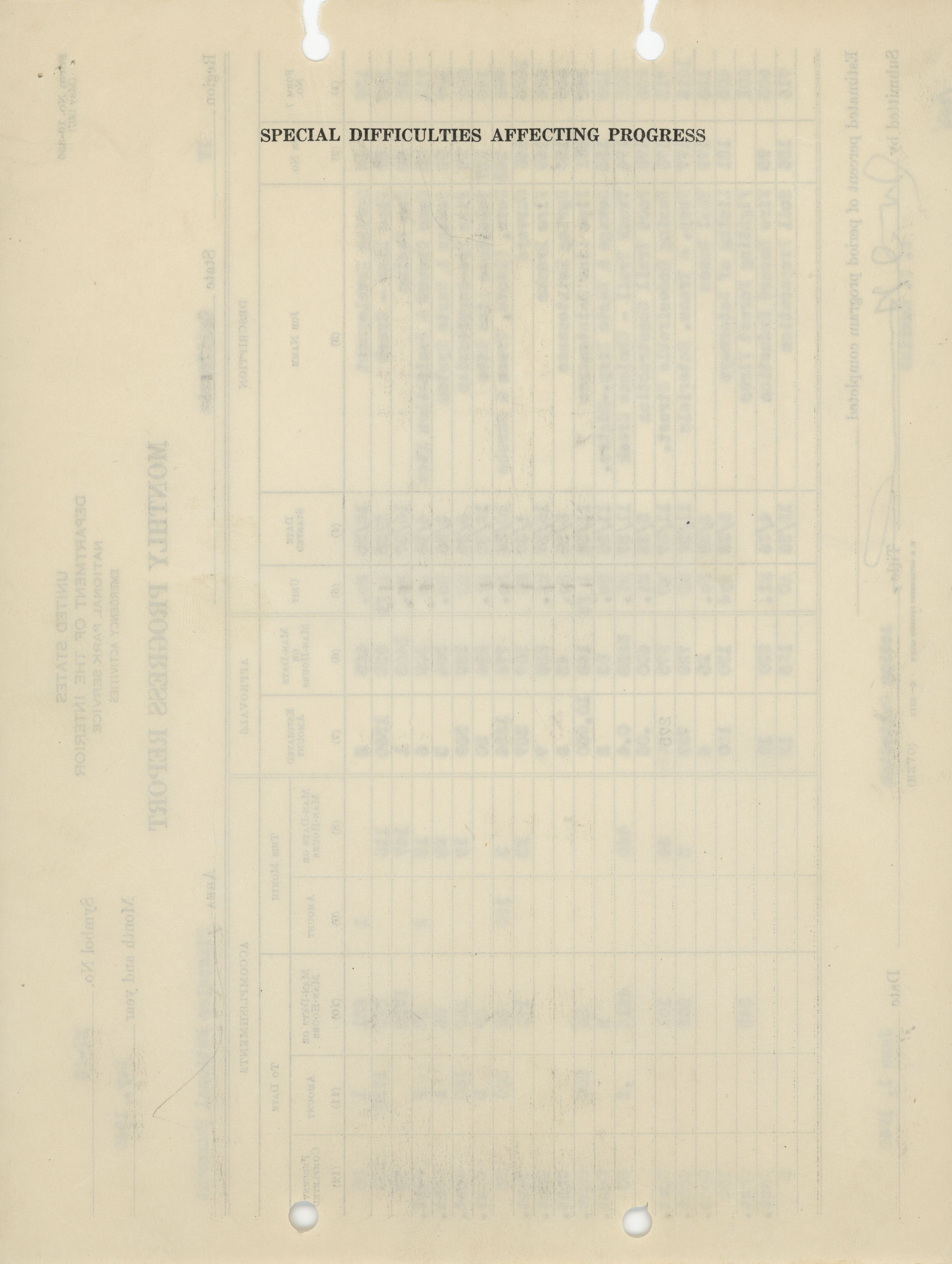 (Reverse) Monthly Progress Report on Physical Improvements or Minor Roads and Trails