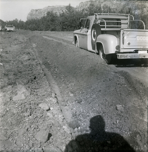 Construction truck during road grading to Chamberlain Ranch and the Narrows.