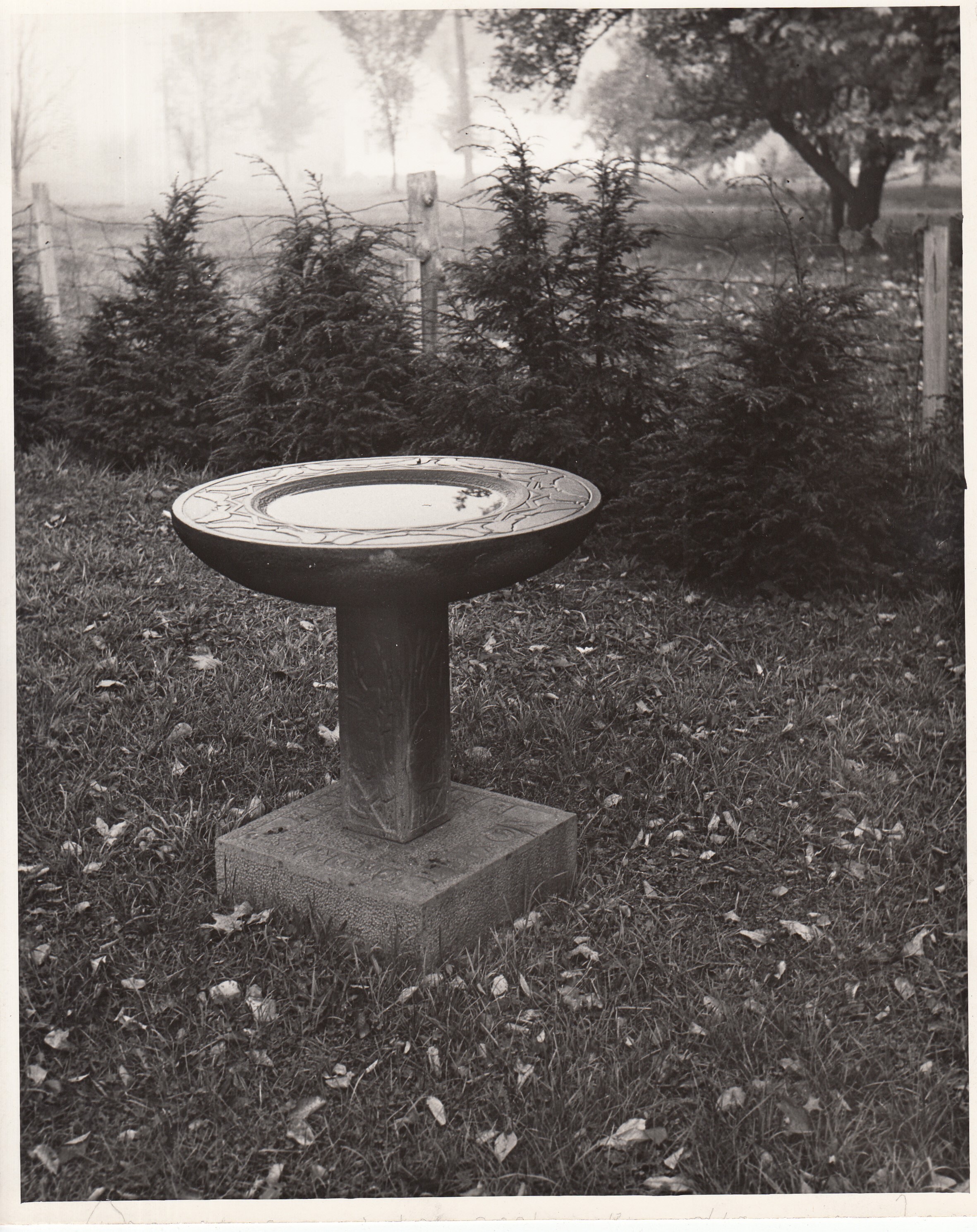 Birdbath on Miller property.