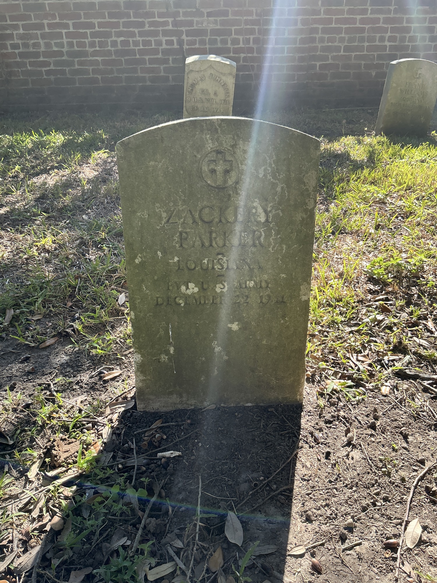Front of upright marble headstone with flat face.