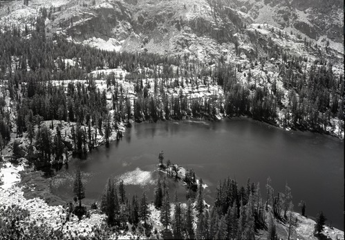 One of the ten lakes from top of Grand Mt. looking west.