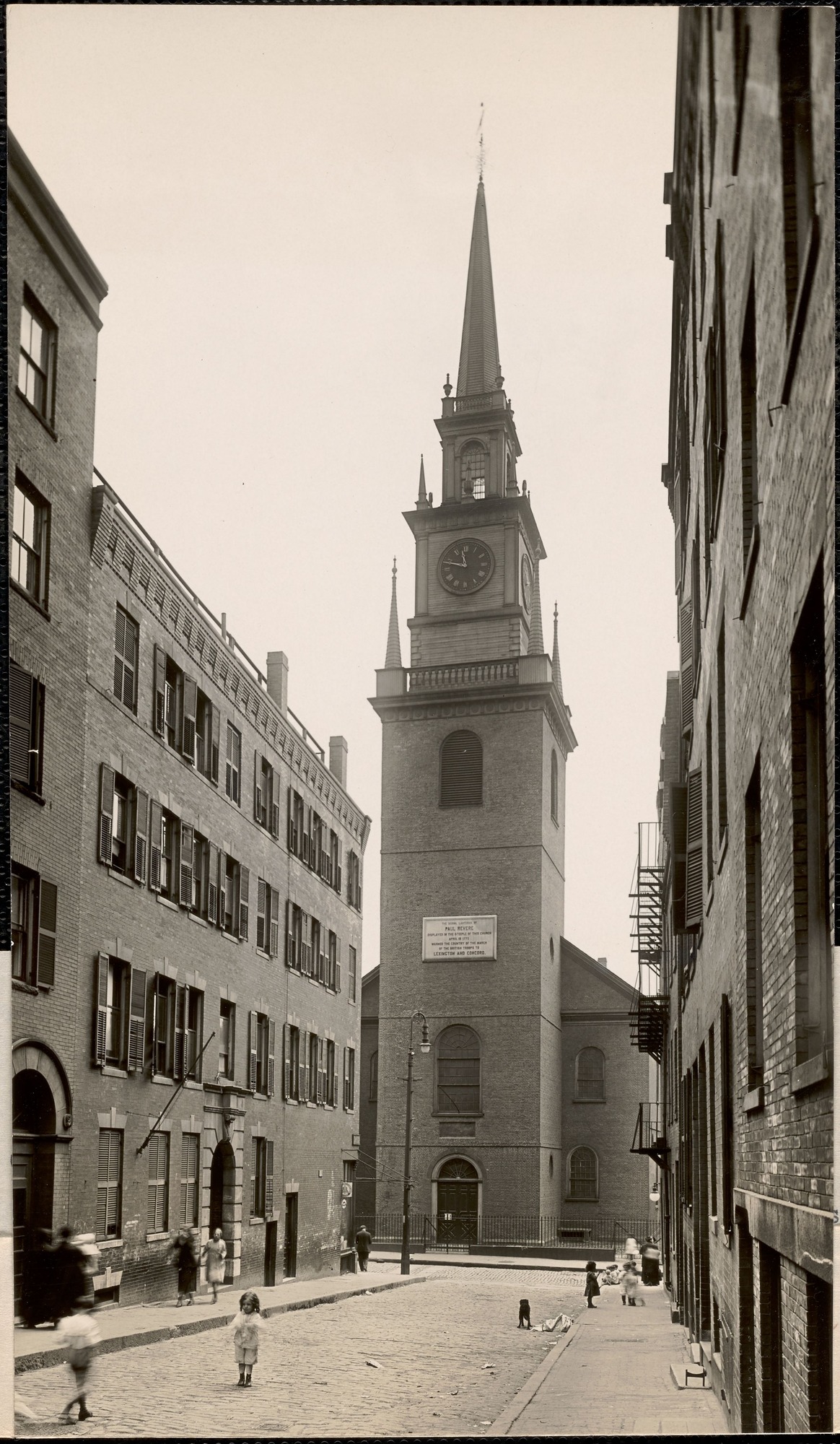 Steeple and facade of Old North Church.