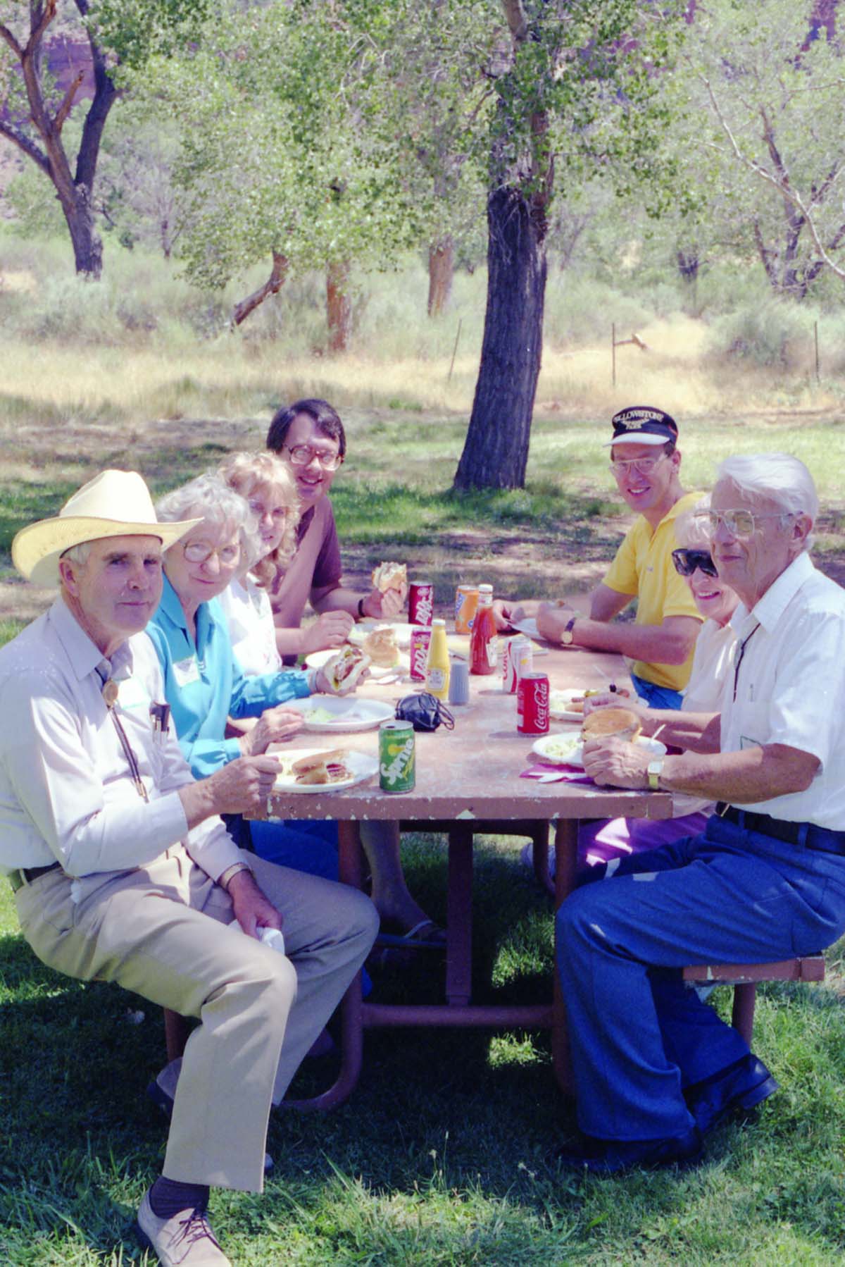 Color Photos of the parks 72nd anniversary celebrations- cake cutting, barbecue, speakers.