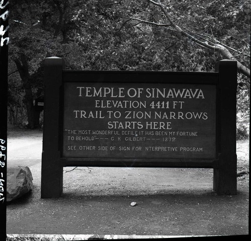 Interpretive sign at Temple of Sinawava, start of Narrows Trail.
