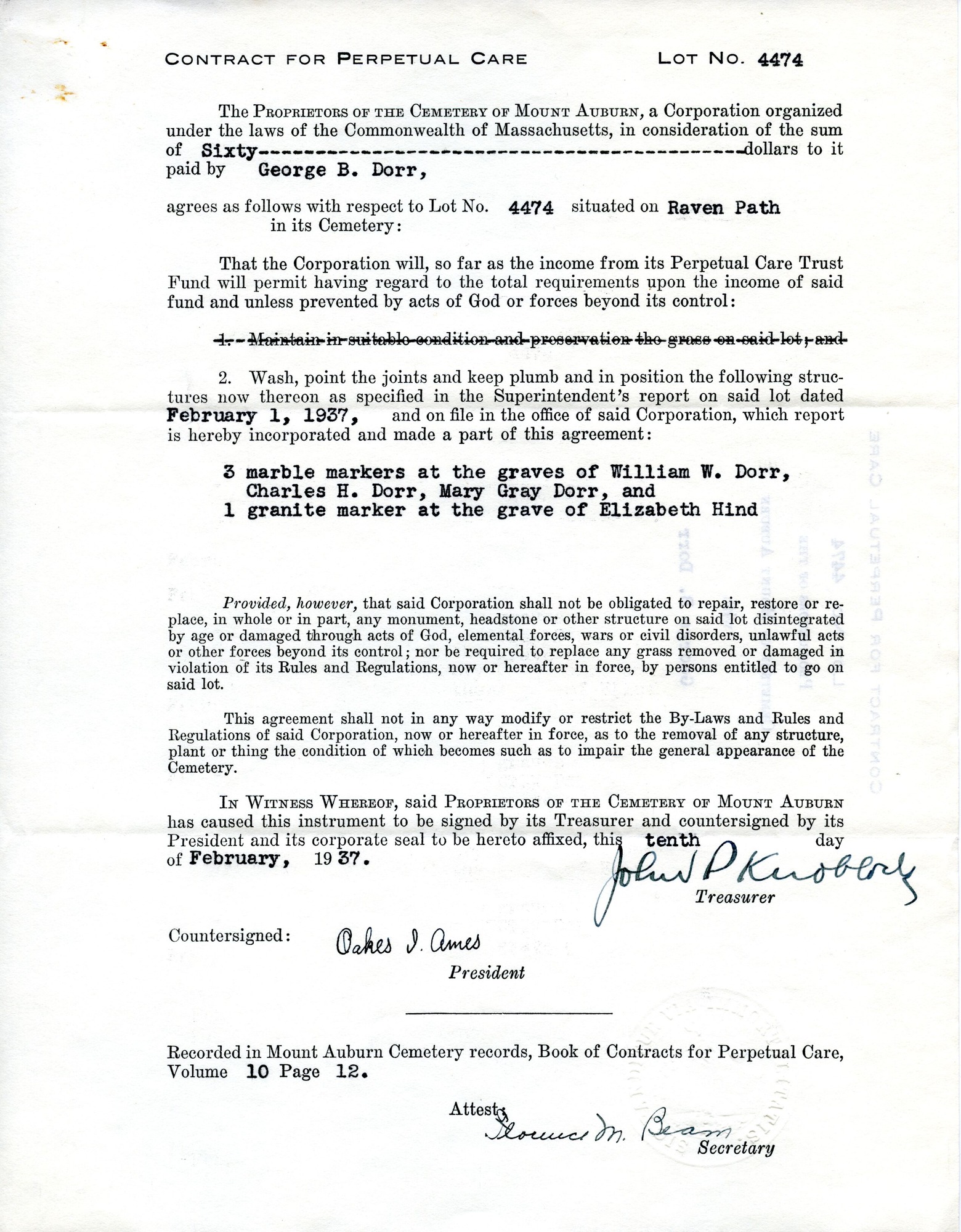 Document, Mt. Auburn to Dorr, February 10, 1937 p.1.tif