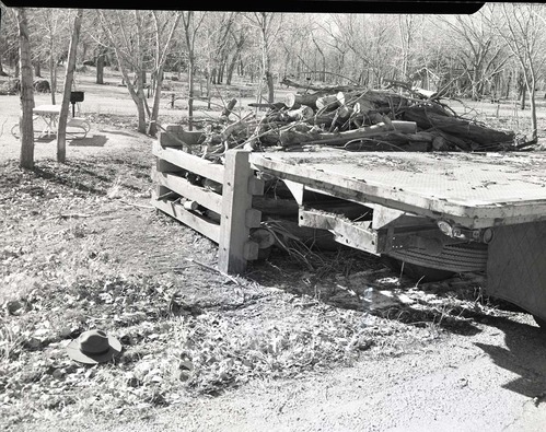 Site of visitor accident, location of wood rack and truck.
