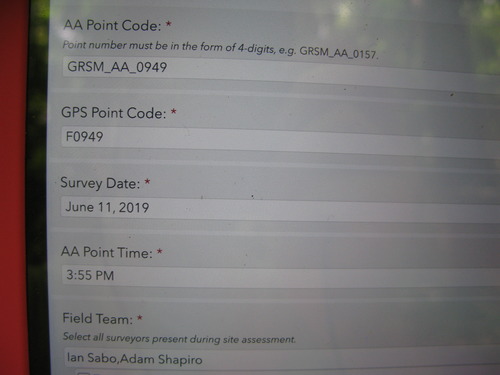 GRSM Accuracy Assessment. Plot Code: GRSM_AA_0949_1